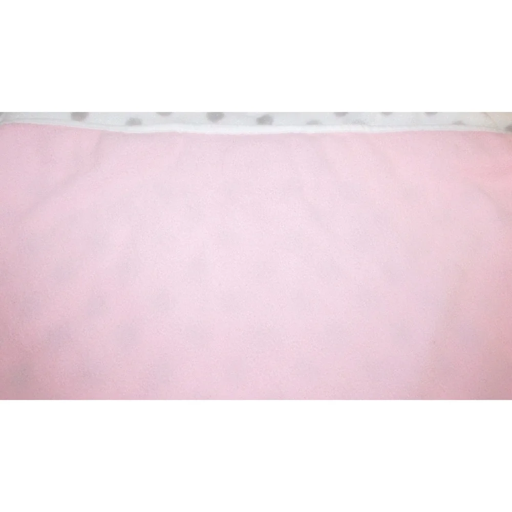 Just Born White Gray dots Pink bunny rabbit flower Baby Girl Blanket fleece back